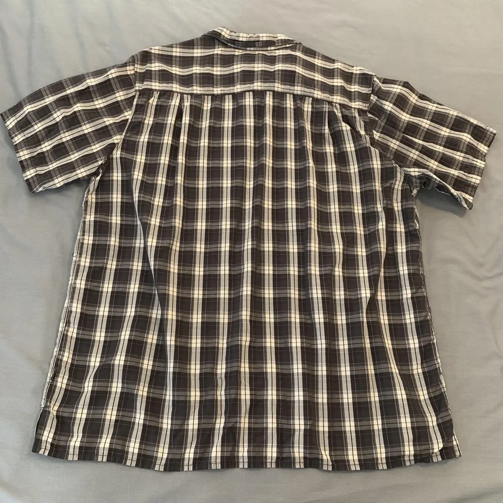 The North Face Shirt Mens XL Gray Plaid Short Sleeve Button Front Casual Outdoor